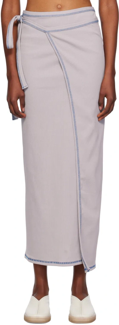 Baserange Gray Garble Wrap Maxi Skirt In Path Grey (blue)