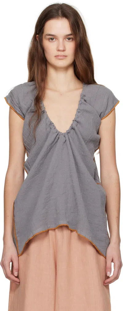 Baserange Gray Max Blouse In Bayon Grey/yellow