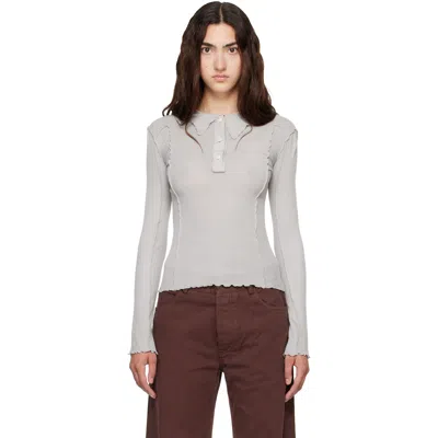 Baserange Gray Omato Long Sleeve Polo In Elie Grey