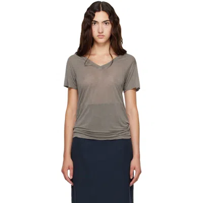 Baserange Gray V Neck T-shirt In Gilda Grey