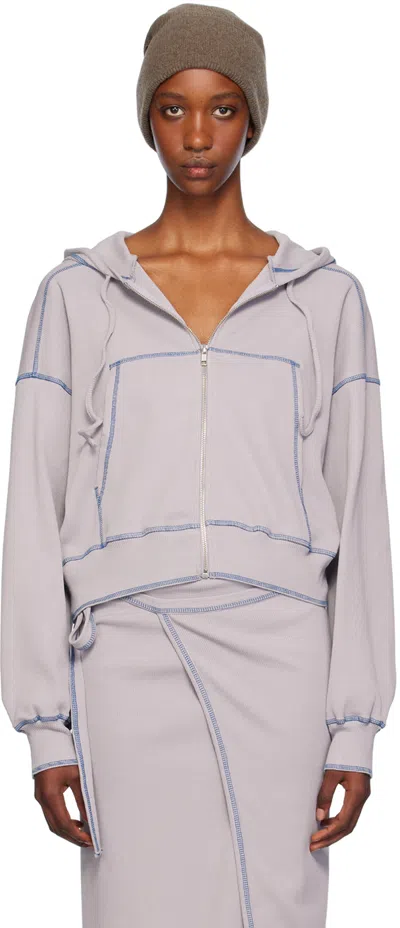 Baserange Gray Way Zipped Hoodie In Path Grey (blue)