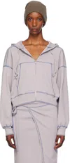 Baserange Gray Way Zipped Hoodie In Path Grey (blue)