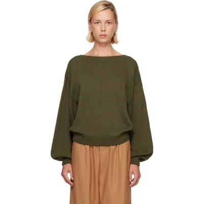 Baserange Green & Brown Calla Sweater In Green Brown Melange