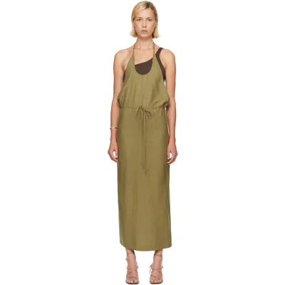 Baserange Green Apron Midi Dress In Lua Green