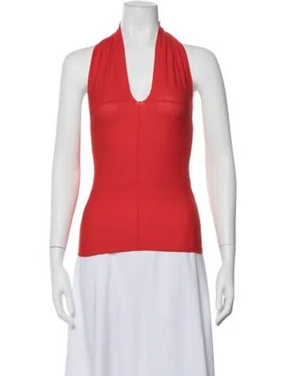 Pre-owned Baserange Halterneck Sleeveless Top In Red
