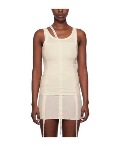 Baserange Heart-embroidered Tank Top In White