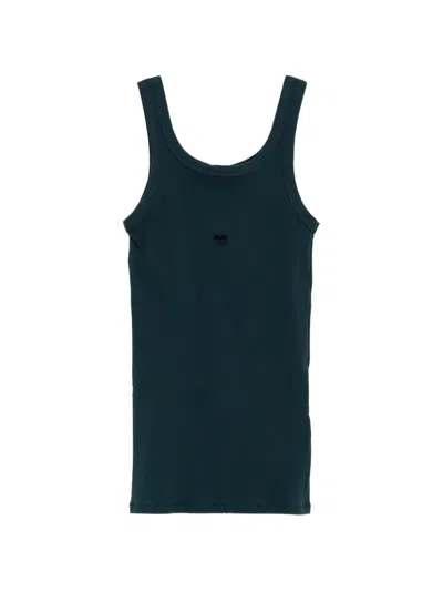Baserange Heart Ribbed-knit Tank Top In Black