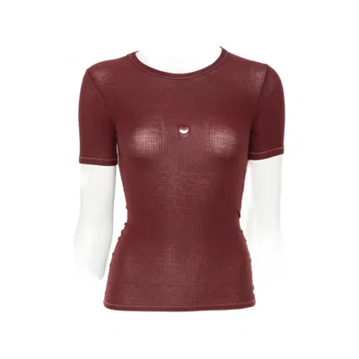Baserange Heart-cutout Ribbed T-shirt In Red