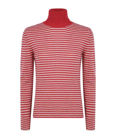Baserange High-neck Striped Sweater In Red