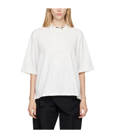 Baserange Hollow-out Detail T-shirt In White