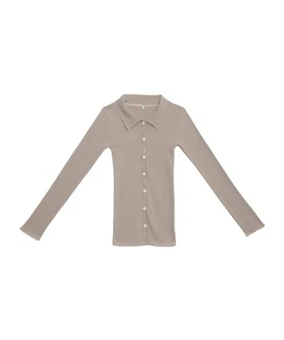 Baserange Iso Ribbed Button Shirt In Brown