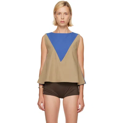 Baserange Khaki & Blue Tres Top In Khaki Ouro Blue