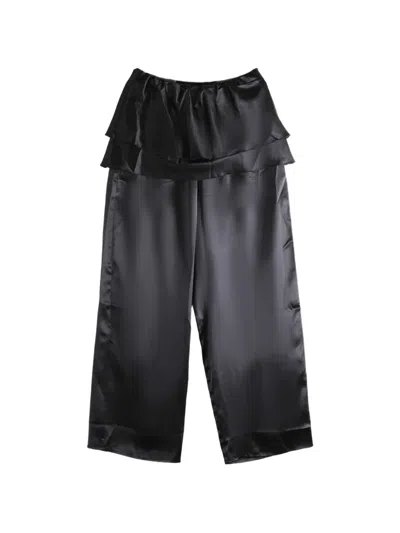 Baserange Kin Silk Trousers In Black