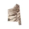 Baserange Tiger-print One-shoulder Blouse In Neutrals/brown
