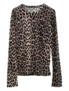 Baserange Leopard-print Bell-sleeve T-shirt In Brown