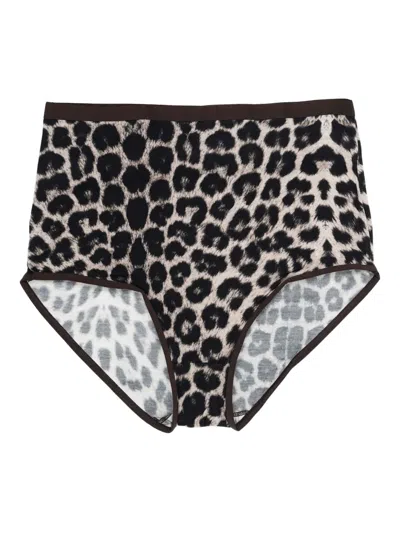 Baserange Leopard Print Briefs In Black