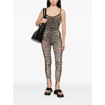 Baserange Leopard-print Leggings In Brown