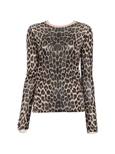 Baserange Leopard-print Long-sleeve T-shirt In Neutrals