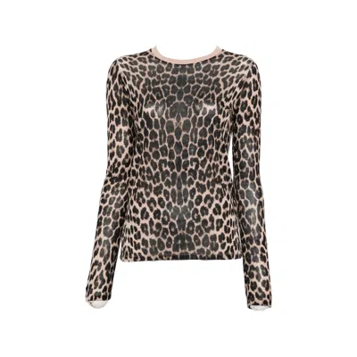 Baserange Leopard-print Long-sleeve T-shirt In Neutrals/black