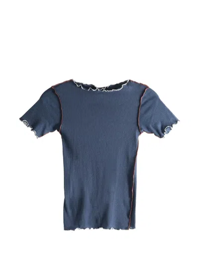 Baserange Lettuce-edge T-shirt In Blue