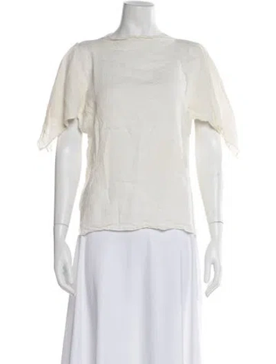 Pre-owned Baserange Linen Bateau Neckline Top In Neutral