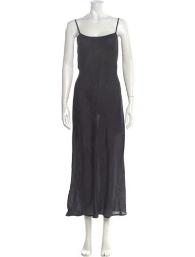 Pre-owned Baserange Linen Long Dress In Black