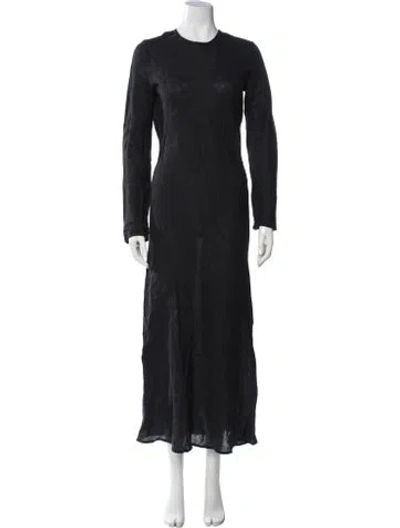 Pre-owned Baserange Linen Long Dress In Black
