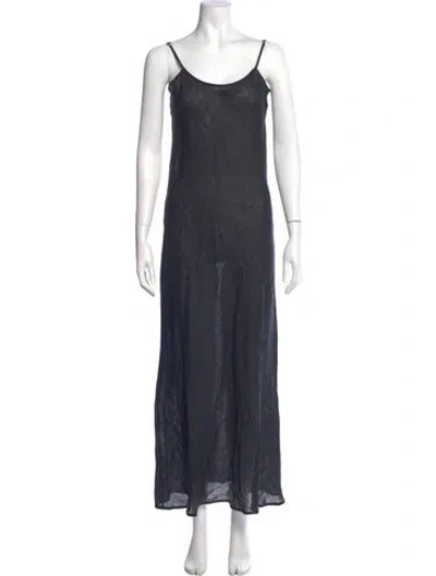 Pre-owned Baserange Linen Long Dress In Blue
