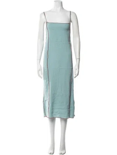 Pre-owned Baserange Linen Long Dress In Blue