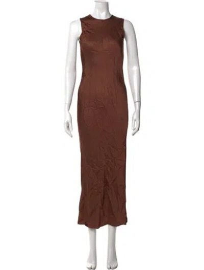 Pre-owned Baserange Linen Long Dress In Brown