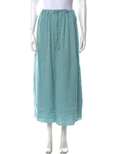 Pre-owned Baserange Linen Long Skirt In Blue