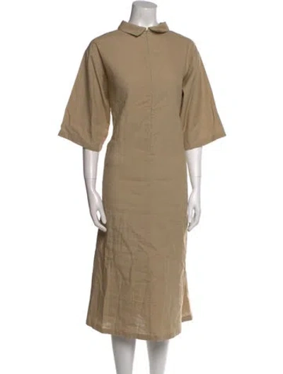 Pre-owned Baserange Linen Midi Length Dress In Neutral