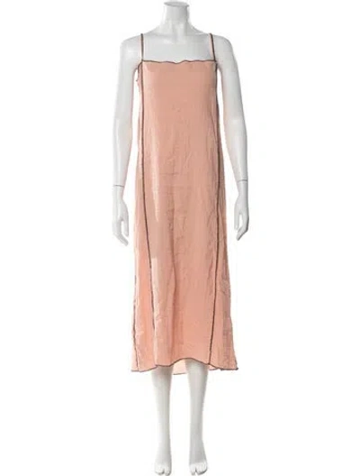 Pre-owned Baserange Linen Midi Length Dress In Pink