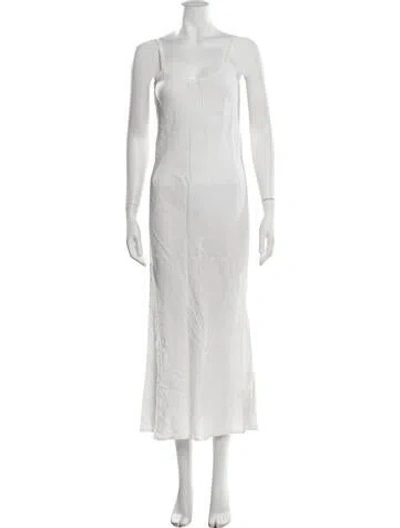 Pre-owned Baserange Linen Midi Length Dress In Pink