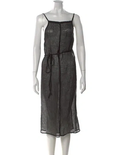 Pre-owned Baserange Linen Midi Length Dress W/ Tags In Gray