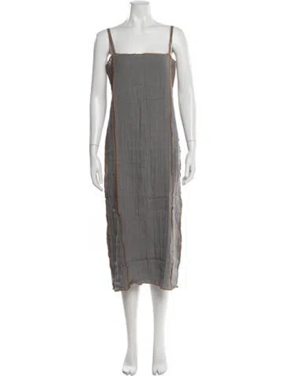 Pre-owned Baserange Linen Midi Length Dress W/ Tags In Grey