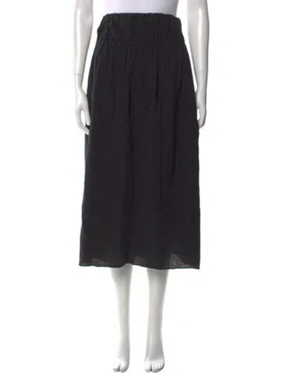 Pre-owned Baserange Linen Midi Length Skirt In Black