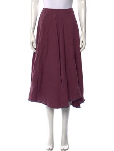 Pre-owned Baserange Linen Midi Length Skirt In Burgundy