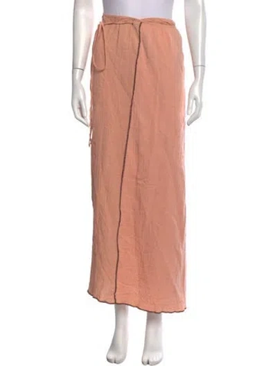 Pre-owned Baserange Linen Midi Length Skirt In Pink
