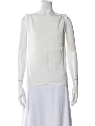 Pre-owned Baserange Linen Scoop Neck Top In Neutrals