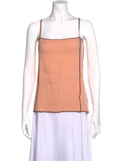 Pre-owned Baserange Linen Square Neckline Top In Orange
