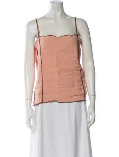 Pre-owned Baserange Linen Square Neckline Top In Pink