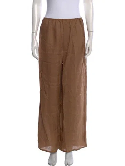 Pre-owned Baserange Linen Wide Leg Pants In Brown