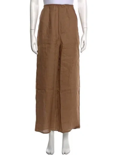 Pre-owned Baserange Linen Wide Leg Pants In Brown