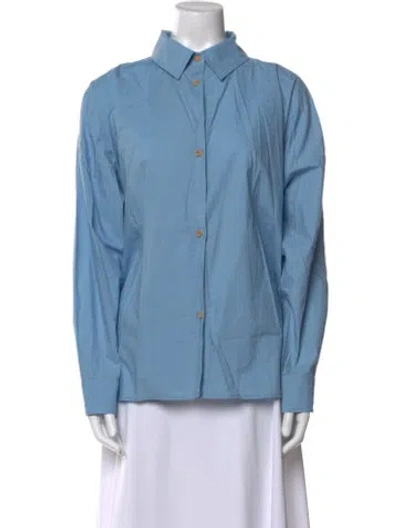 Pre-owned Baserange Long Sleeve Button-up Top In Blue
