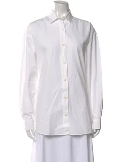 Pre-owned Baserange Long Sleeve Button-up Top In White