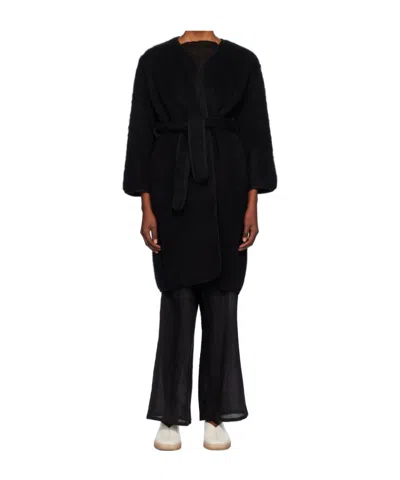 Baserange Long Sleeve Coat In Black
