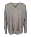 Baserange Base Wool V-necked Sweater In Gray