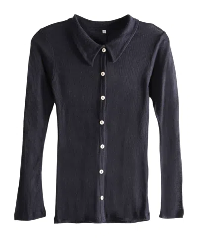 Baserange Long-sleeved Knitted Shirt In Black