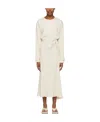 Baserange Long Sleeved Ribbed Midi Dress In White